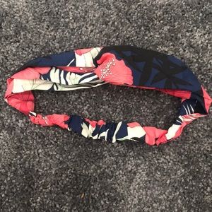 Navy and pink tropical headband